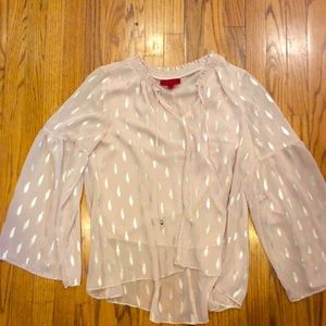 Jennifer Lopez sheer lined blush silver blouse